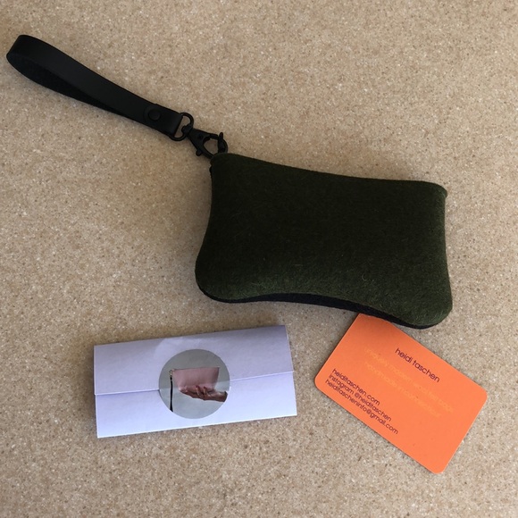 NWT Heidi Taschen merino felt zippered wallet leather handle pouch - Picture 1 of 16